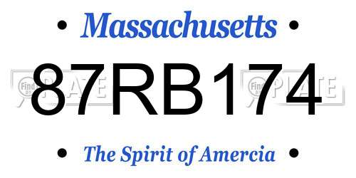 87RB174 Massachusetts License Plate