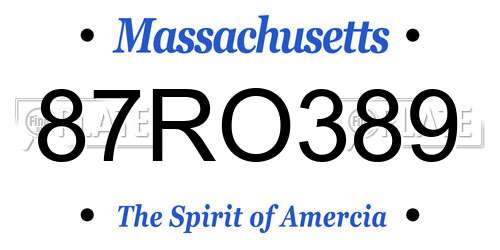 87RO389 Massachusetts License Plate