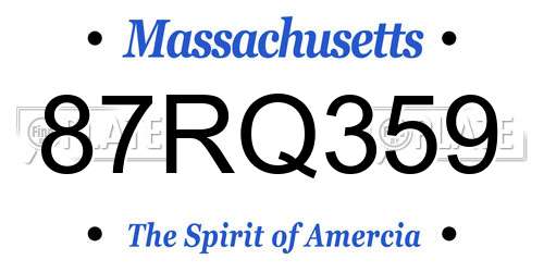 87RQ359 Massachusetts License Plate