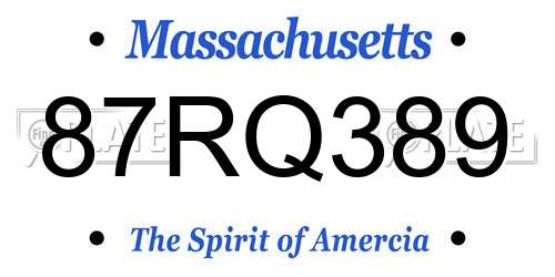 87RQ389 Massachusetts License Plate