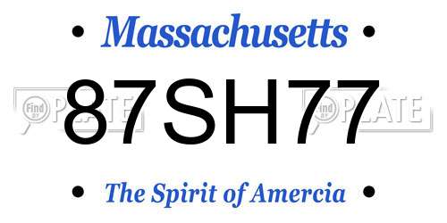 87SH77 Massachusetts License Plate