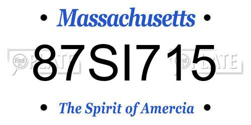 87SI715 Massachusetts License Plate