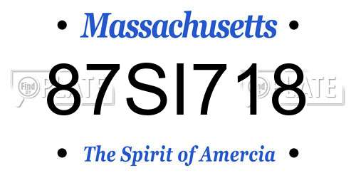 87SI718 Massachusetts License Plate