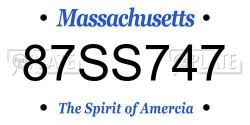 87SS747 Massachusetts License Plate