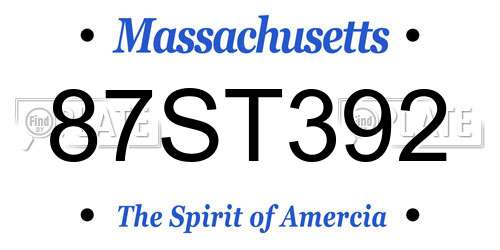 87ST392 Massachusetts License Plate