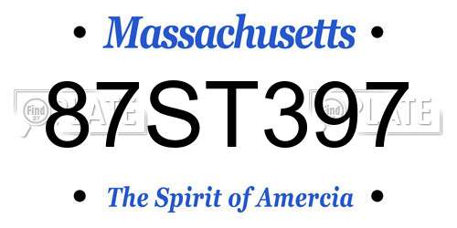 87ST397 Massachusetts License Plate