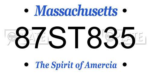87ST835 Massachusetts License Plate