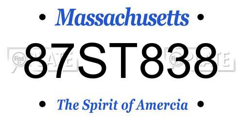 87ST838 Massachusetts License Plate