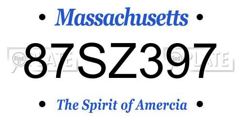 87SZ397 Massachusetts License Plate