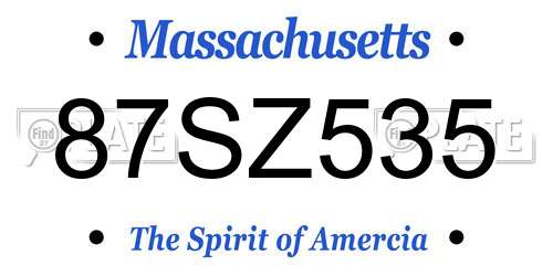 87SZ535 Massachusetts License Plate