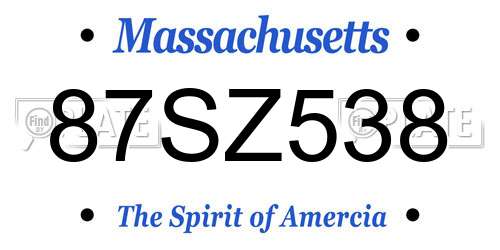 87SZ538 Massachusetts License Plate