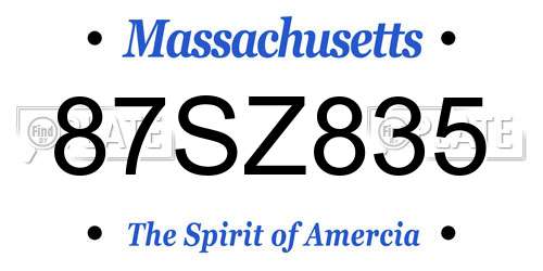 87SZ835 Massachusetts License Plate