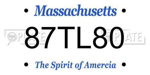 87TL80 Massachusetts License Plate