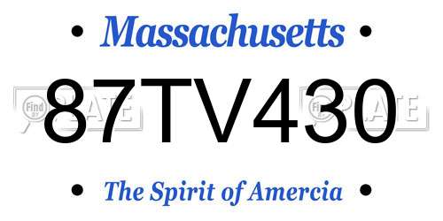 87TV430 Massachusetts License Plate