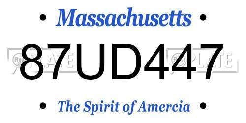 87UD447 Massachusetts License Plate
