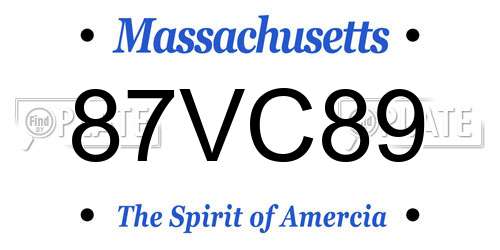87VC89 Massachusetts License Plate