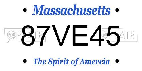 87VE45 Massachusetts License Plate