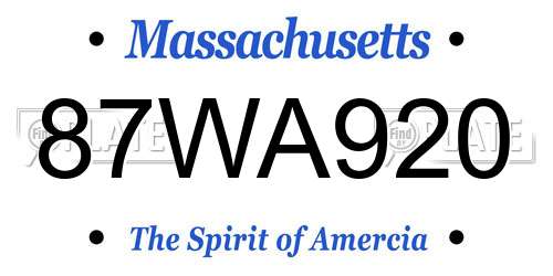87WA920 Massachusetts License Plate