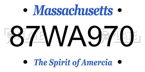 87WA970 Massachusetts License Plate