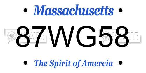 87WG58 Massachusetts License Plate