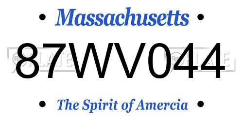 87WV044 Massachusetts License Plate