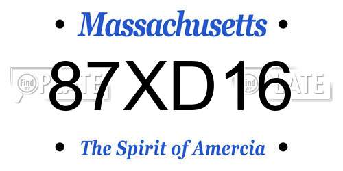87XD16 Massachusetts License Plate
