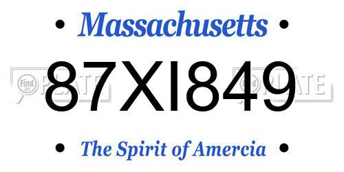 87XI849 Massachusetts License Plate
