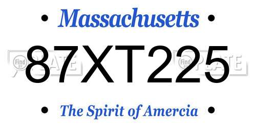 87XT225 Massachusetts License Plate
