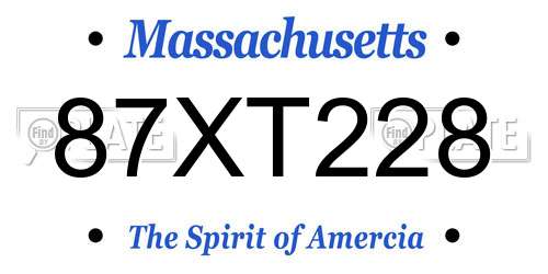 87XT228 Massachusetts License Plate