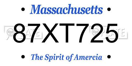 87XT725 Massachusetts License Plate