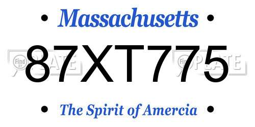 87XT775 Massachusetts License Plate