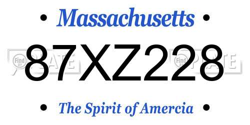87XZ228 Massachusetts License Plate