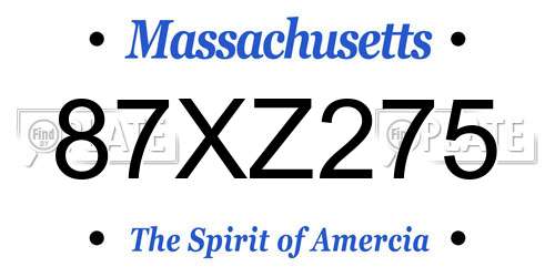 87XZ275 Massachusetts License Plate