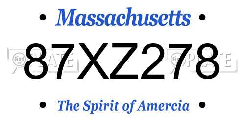 87XZ278 Massachusetts License Plate