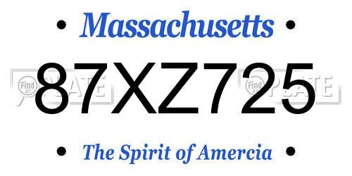 87XZ725 Massachusetts License Plate
