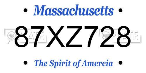 87XZ728 Massachusetts License Plate
