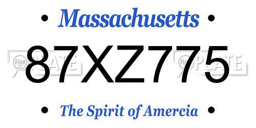 87XZ775 Massachusetts License Plate