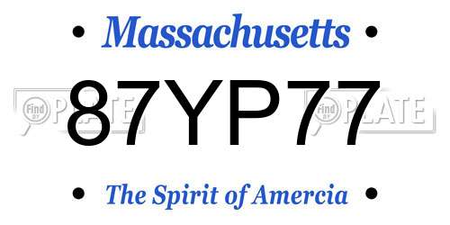 87YP77 Massachusetts License Plate