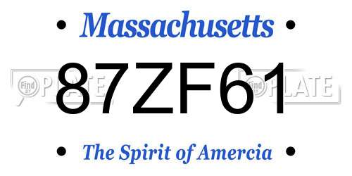 87ZF61 Massachusetts License Plate