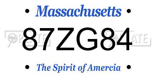 87ZG84 Massachusetts License Plate