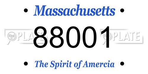 88001 Massachusetts License Plate