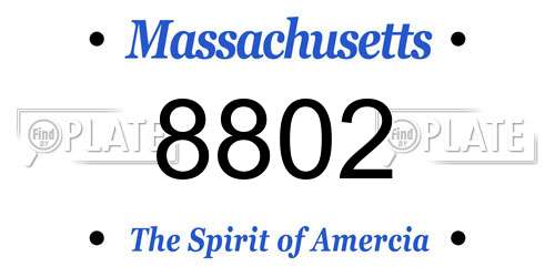 8802 Massachusetts License Plate