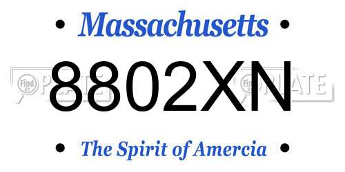 8802XN Massachusetts License Plate