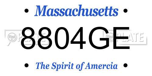 8804GE Massachusetts License Plate