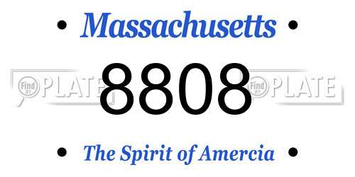 8808 Massachusetts License Plate