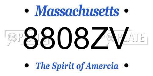 8808ZV Massachusetts License Plate