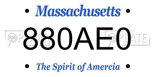 880AE0 Massachusetts License Plate