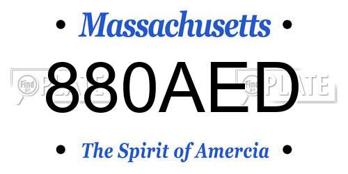 880AED Massachusetts License Plate