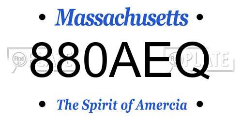 880AEQ Massachusetts License Plate