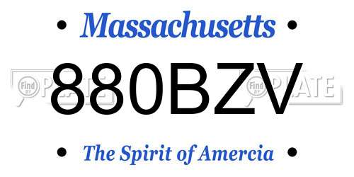 880BZV Massachusetts License Plate